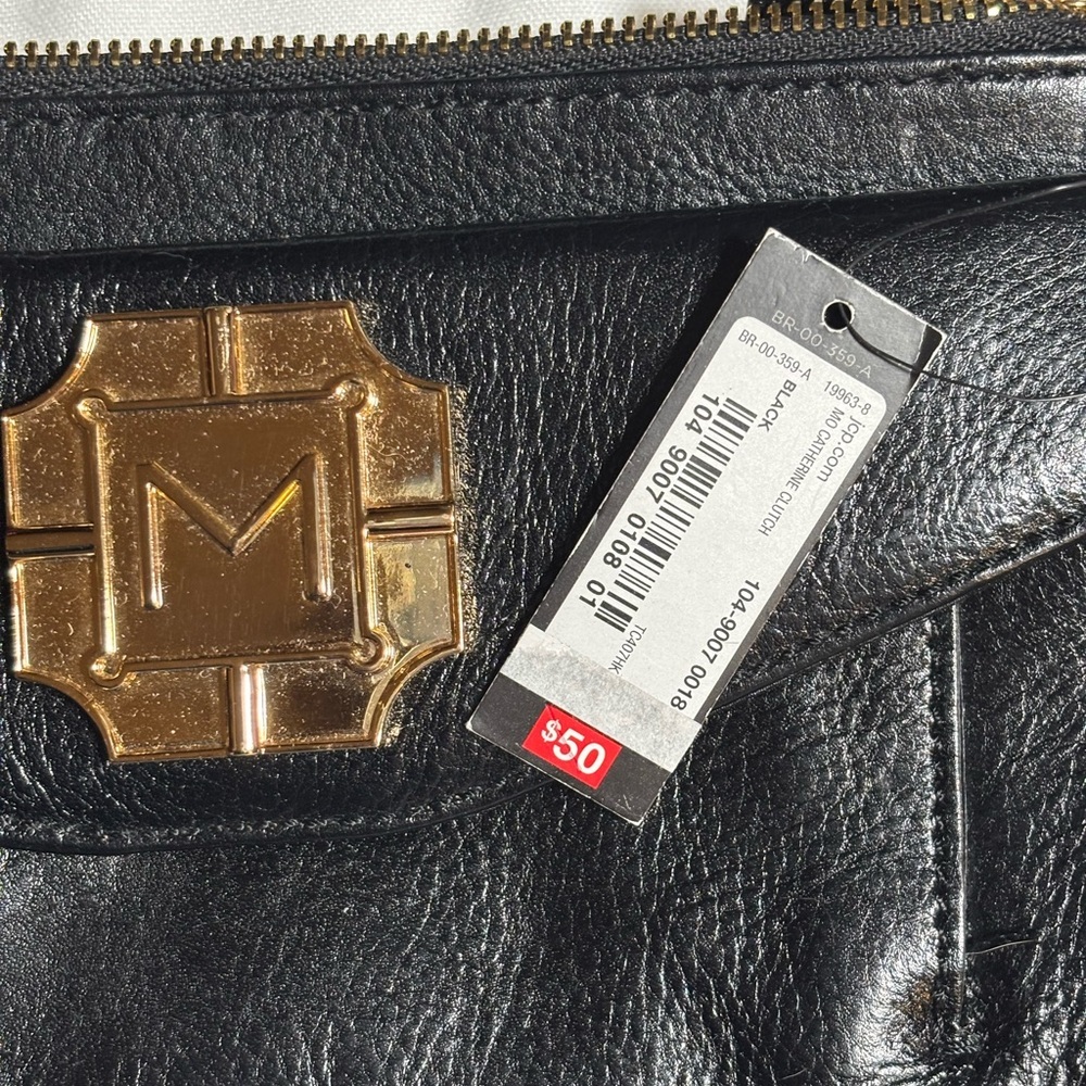 Monet Black Leather Chain Strap Clutch NWT